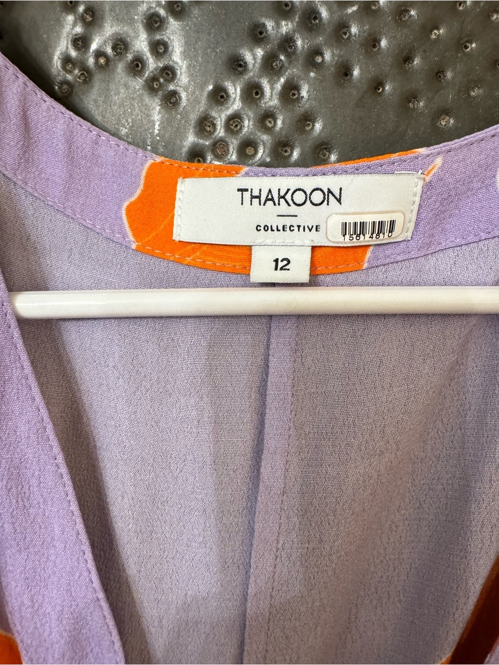 Thaikoon Lavender & Orange Floral V-Neck Midi Dress Sz 12 - Picture 4 of 10